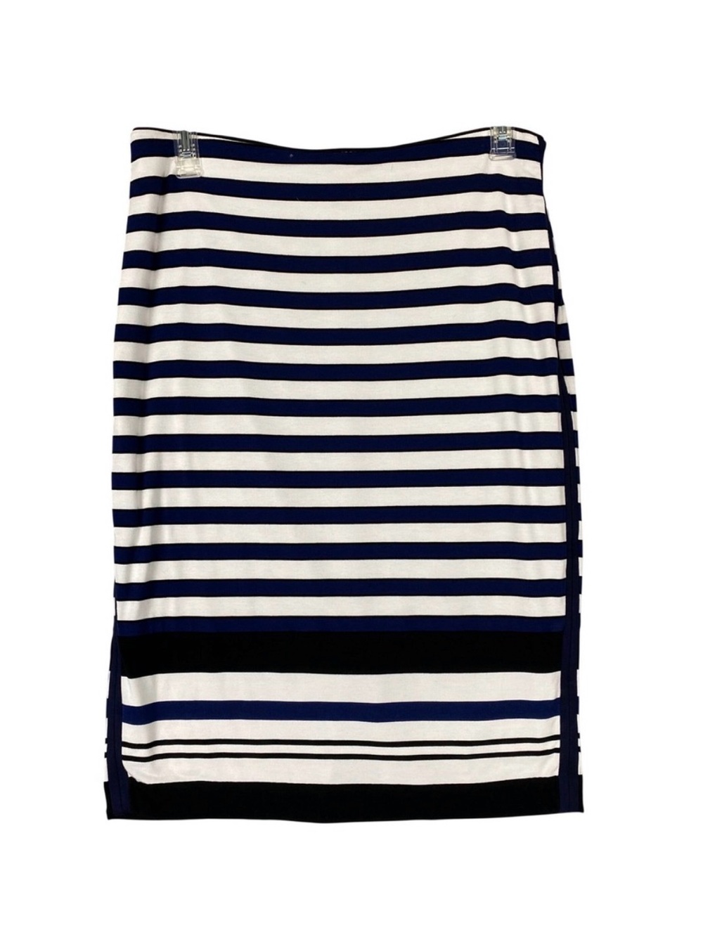 White House Black Market Striped Navy and White Pencil Skirt
